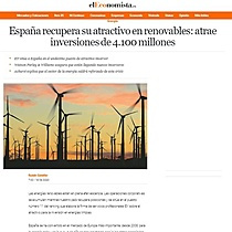 Espaa recupera su atractivo en renovables: atrae inversiones de 4.100 millones